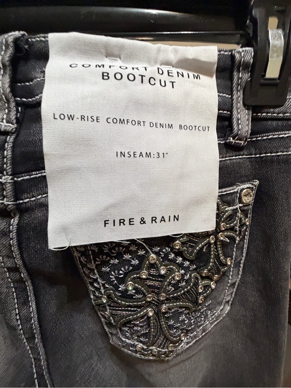 Fire & Rain Slim Mid-Rise Charcoal Bootcut Jeans - Picture 7 of 9